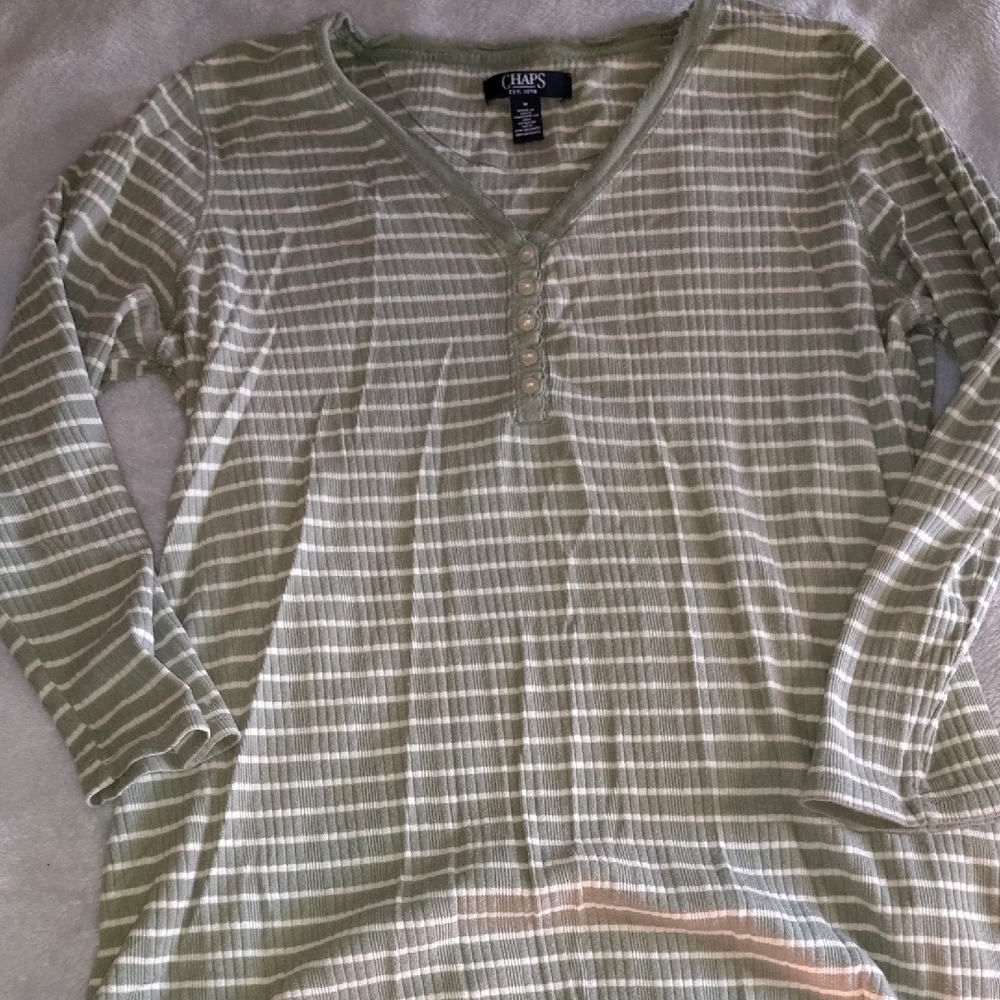 Chaps Green Striped Women's Top